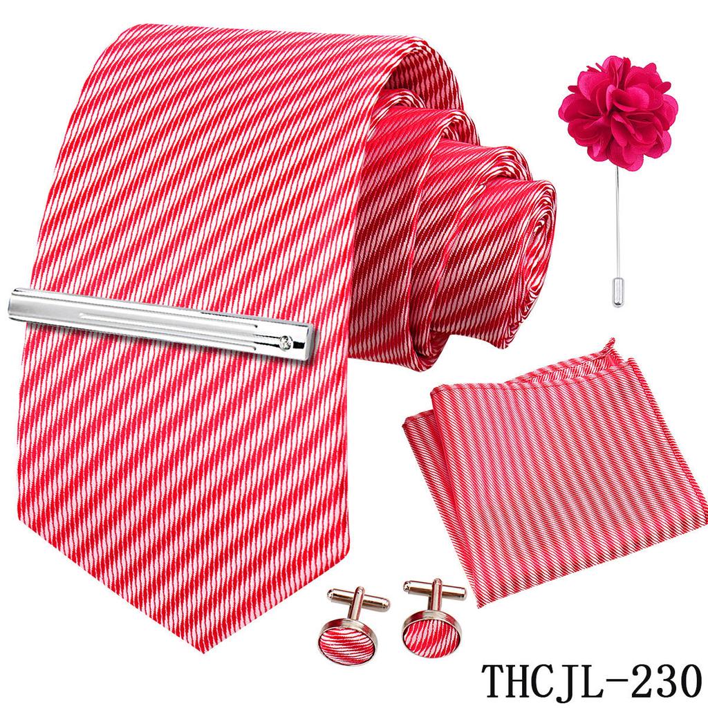 Men'S Business Dress Tie 5-Piece Groom Best Man Dress Accessories Gaowei Dense Jacquard Tie Worker