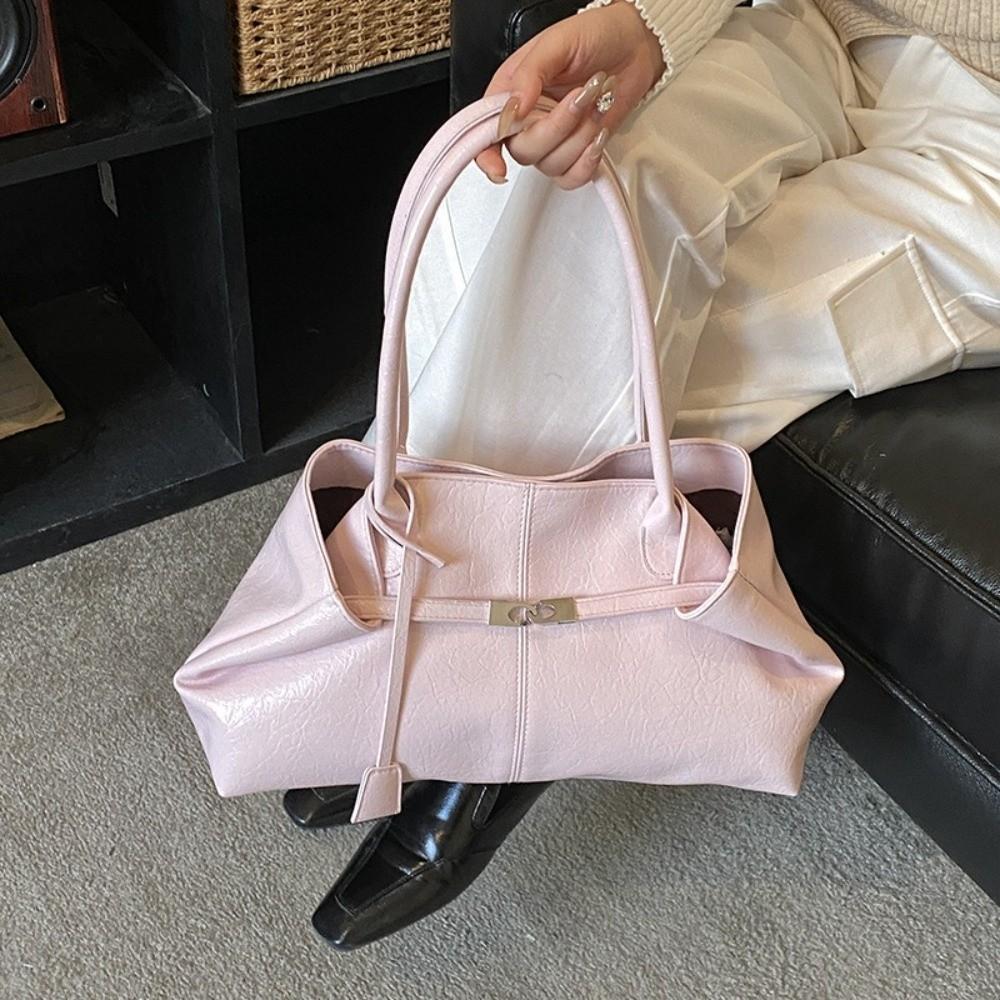 Soft Commuting Tote Bag Pleated Underarm Shoulder Bag Trendy Retro Women Handbag Dating