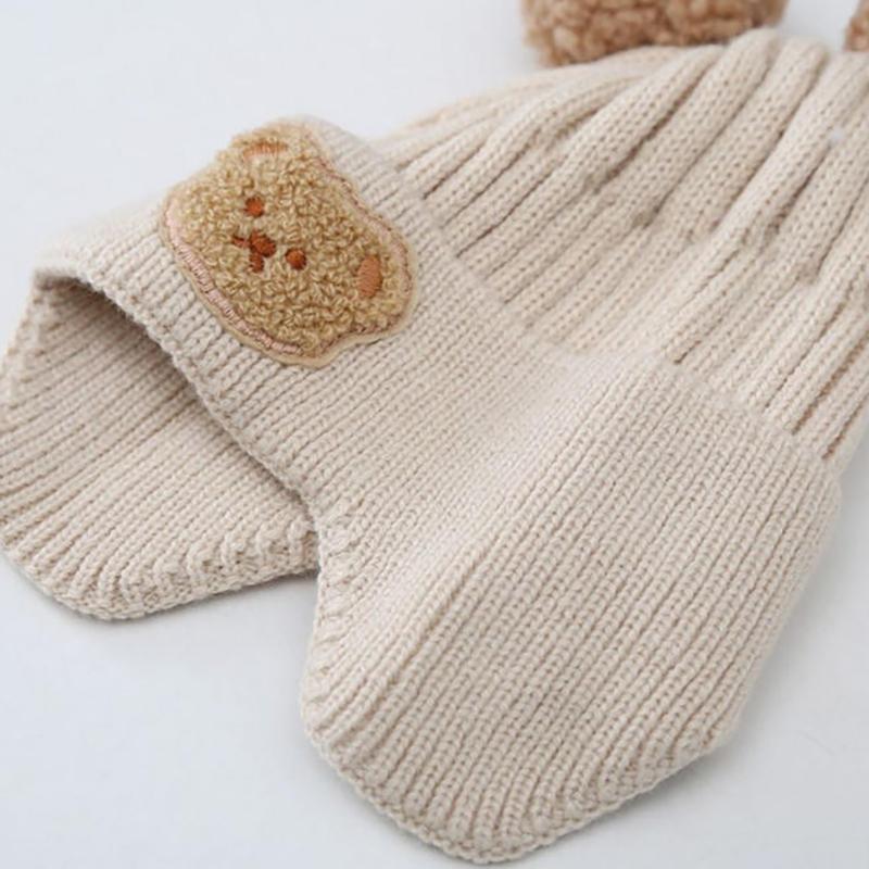 Baby Wool Hat Cute Bear Ear Protection Hat Children Winter Thickened Warm Knitted Korean Version Of The Baby Hat