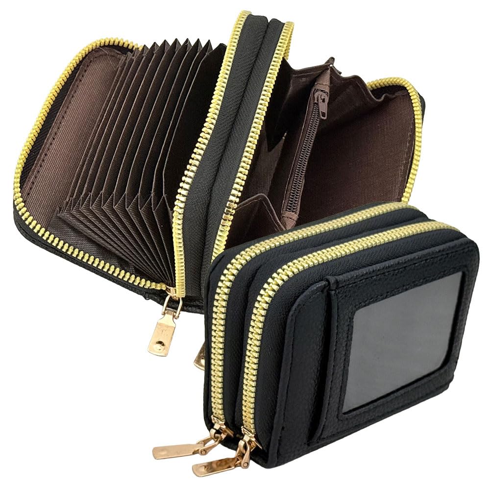 

NINITO Card Case, Large Capacity, Card Holder, Wallet for Men and Women, Coin Purse, Cute Pass Case, Black, skds-b