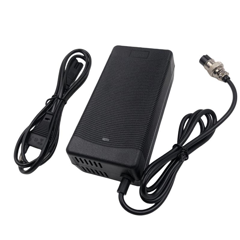58.8V 2A Charger with GX16-3 Pin DC5.5 XLR Plug, Power Adapter for 52V Li-ion Battery Input 100-240V