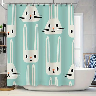 Entzückender Duschvorhang mit Hasendruck für die Badezimmerdekoration, waschbarer Stoff, wasserdichtes Design, geeignet für den Heimgebrauch.