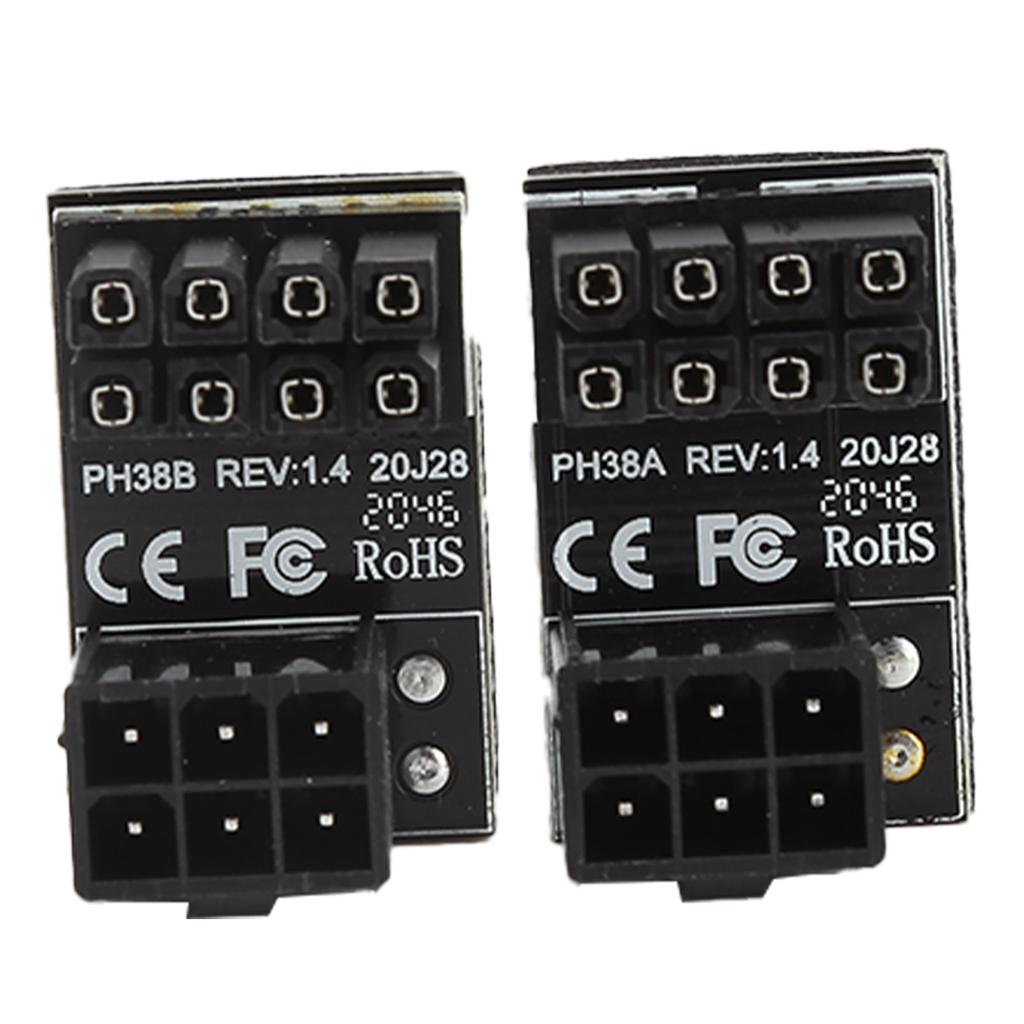 2pcs Power Adapters 6Pin Female to 8pin Male 180 Degree Angled Connector For Desktops Graphics Card