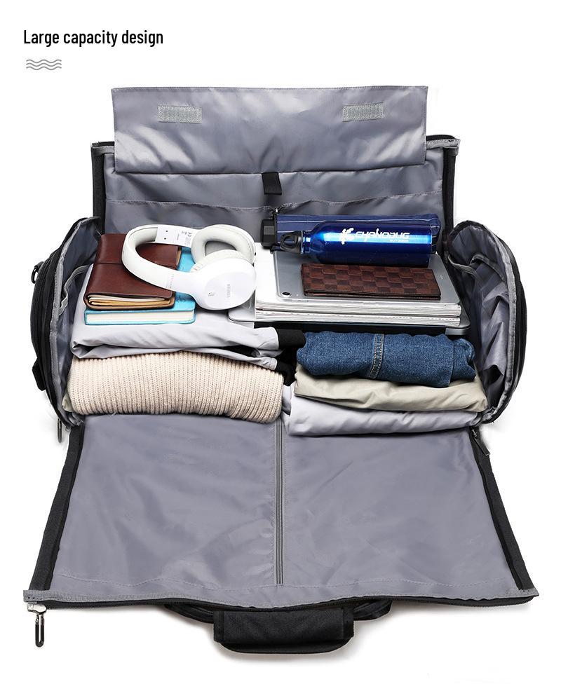 Foldable Business Travel Bag: Large Capacity, Wet/Dry Separation, Luggage Handle Attachment