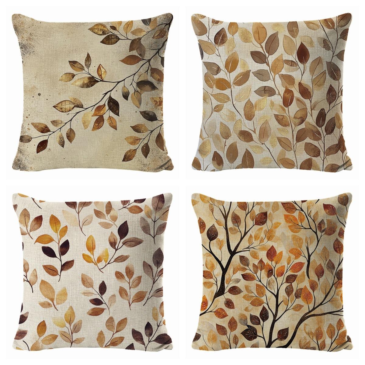 

Новая осенняя универсальная льняная наволочка с принтом, скандинавская, для дома, дивана, декоративная подушка, дышащая и удобная 45 * 45 throw pillow four-piece set