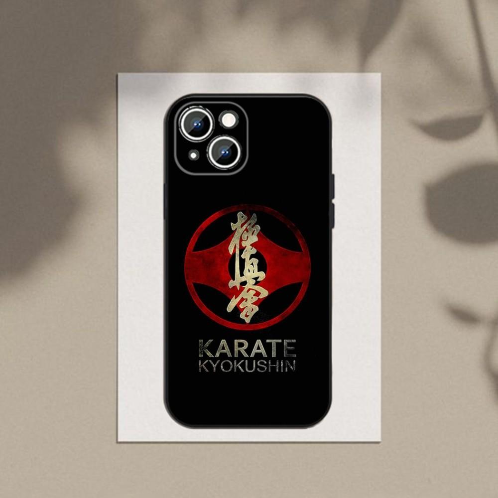 Kyokushin Karate Symbol Phone Case For Apple iPhone 15,14,13,12,11,XS,XR,X,8,7,Pro,Max,Plus,mini Silicone Black Cover