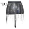 Glittering Tassel Belly Belt Rhinestone Waist Chain for Women, Sparkly Sexy Dance Body Skirt-Style Accessory Dancing Hip Accessory, Elastic