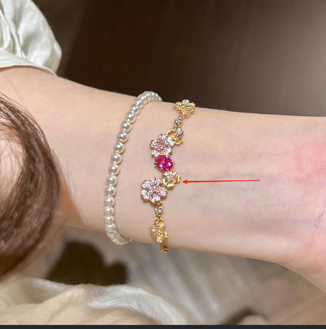Hot Selling Dopamine Color Diamond Brushed Flower Bracelet Fairy Style Daily Stacking French Elegance