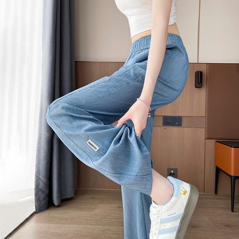 

Women s High Waist Tencel Denim Slimming Flare Jeans - Summer 2026 Ice Silk Style S світло-синій колір