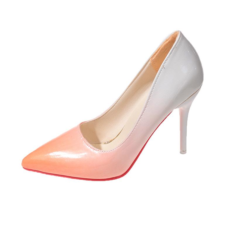 Big high heels women's 2024 new women's shoes spring pointed head shallow mouth single shoes women's thin heel patent leather fashion women's shoes