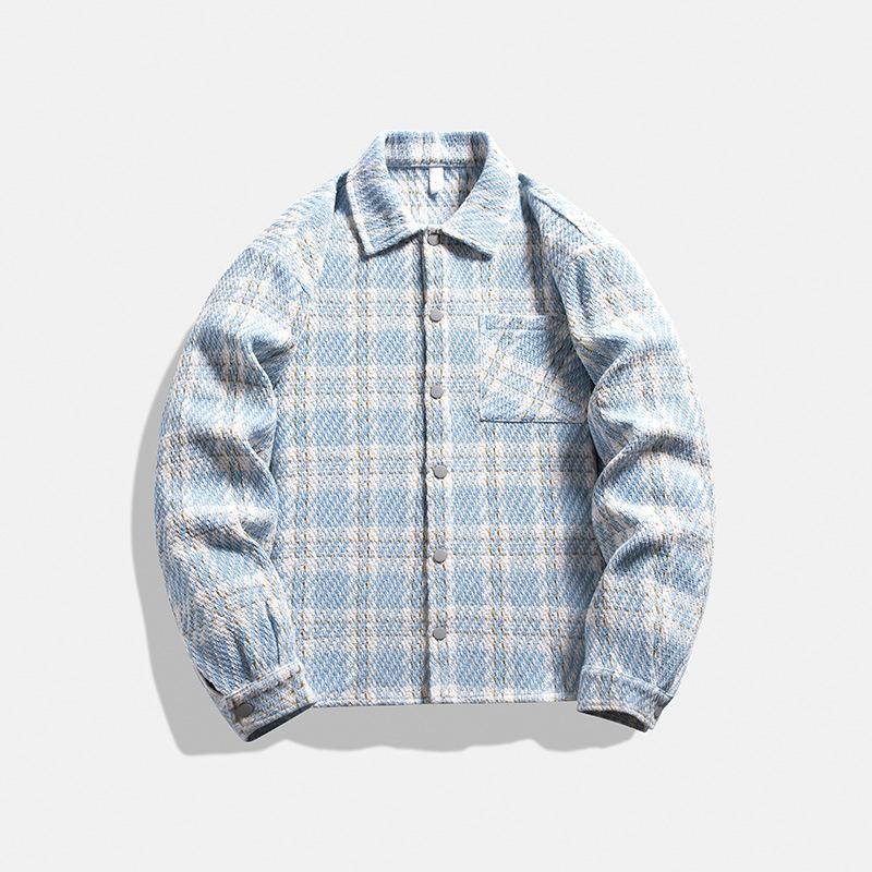 Lapel Plaid Jacket for Men and Women Same Style Spring and Autumn Loose Trend Couples Single-breasted Casual Hong Kong Style Jacket for Men