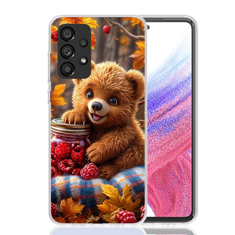 Animal Brown Cute Bear Phone Case For Samsung Galaxy A17 A16 A14 A15 A13 A57 A56 A54 A55 A53 A37 A36 A34 A35 A33 A26 A24 A25 A23
