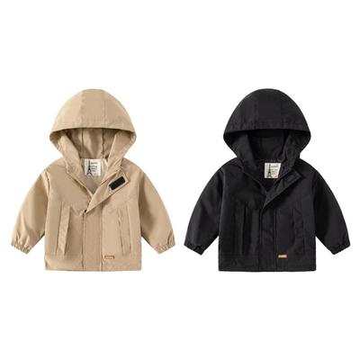Kids Zipper Hooded Jacket Children Spring Autumn Trench Coat