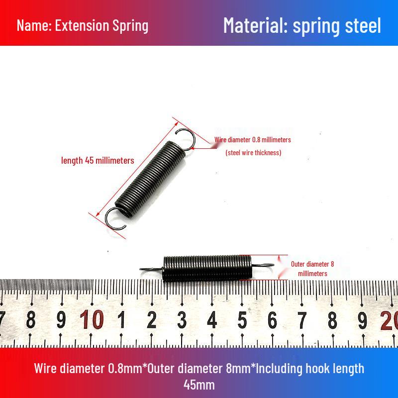 0.8mm Yellow Extension Spring with Hooks - Stapler Rebound Force 