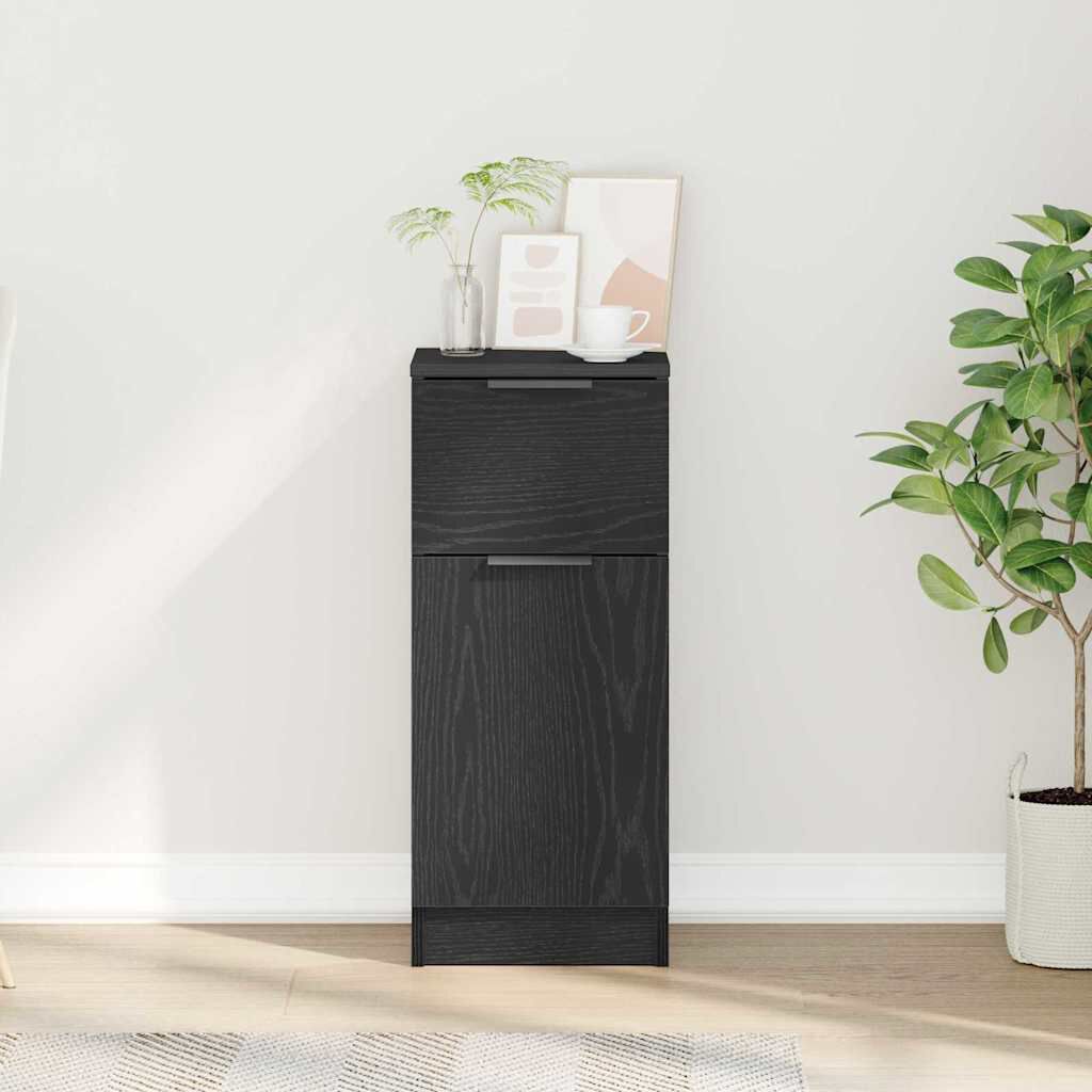 Schwarzer Flur-Beistellschrank, dekorativer Aufbewahrungs- und Ordnungsschrank, Sofabeistellschrank mit Schublade, 30x30x70 cm