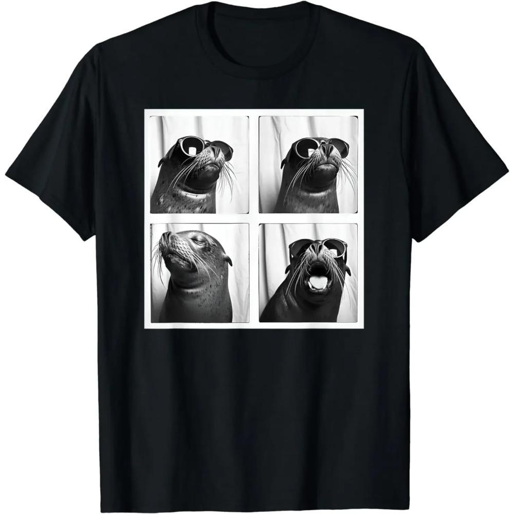 

Funny Animals Seal with Sunglasses Cool Sea Lion Ocean Animal Photobooth T-Shirt for Men Women Oversized T Shirt XXXXXL чёрный