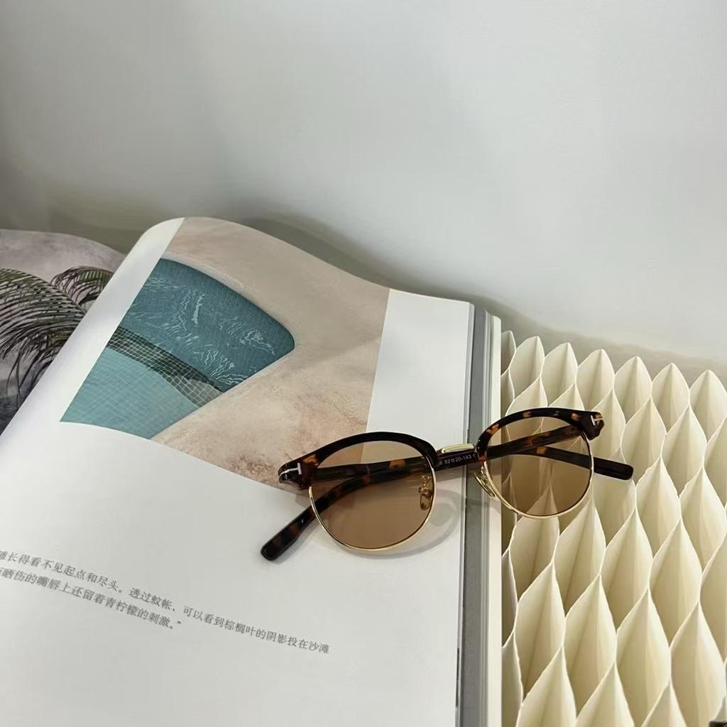 Semi-Rimless  Material Sunglasses For Men Vintage Style Anti-Glare Women Sun Glasses High Quality Computer Glass