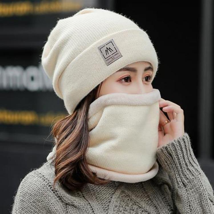 Hat Women's Winter Korean Edition Leisure Cycling Warm Anti Cold Ear Protection Women's Neck Knitted Hat Autumn and Winter