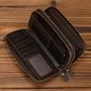 Brand Designer Retro Real Leather Wallet Male Business Casual With Double Zipper Cow Skin Crazy Horse Wallet With Wristlet