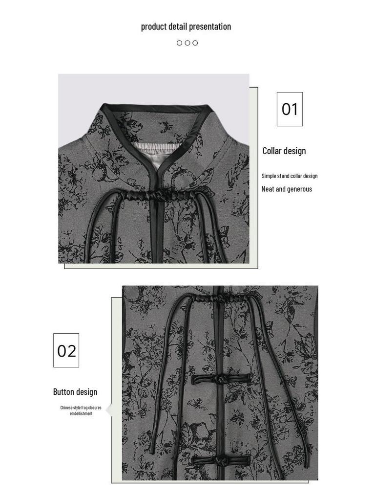 Stand Collar Boys' Vest Set: Pan Buckle Hanfu Jacquard Tang Suit Style