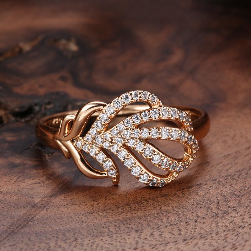 Rose Gold Women Earring Ring Sets Fashion Natural Zircon Flower Vintage Earring Ring Gift Daily Fine Jewelry Set
