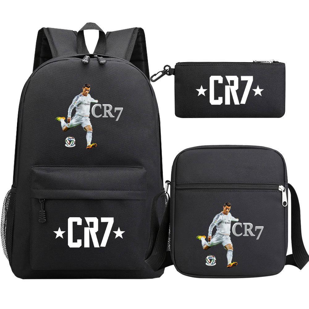 Football Star Printed Youth Student Schoolbag Three-Piece Set Men S And Women S Backpack three-piece set