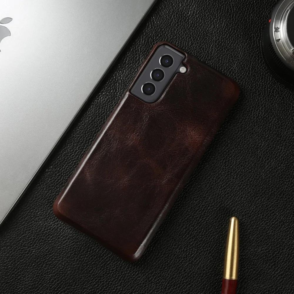 For Samsung S21 Case Luxury Real Genuine Leather Cover for Galaxy S25 FE S21Ultra S22 Plus S23Plus Note20 Phone Cases Coque Capa