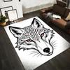 Wolf Head Carpet with Red Eyes and Intricate Tribal Design, Nordic Style Suitable for Use As an Anti-slip for Living Room Bedroom Sofas