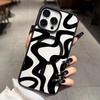 Black and white wave pattern phone case suitable for iPhone 17 16 15 14 13 12 11Pro/Max/Plus anti drop and shockproof back cover