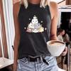 Cartoon-bedrucktes Rundhals-Damen-Tanktop Frühling und Sommer Lässiges ärmelloses Oberteil
