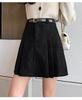 2024 Black High-Waisted Corduroy A-Line Pleated Mini Skirt - Retro Autumn Anti-Exposure Midi.