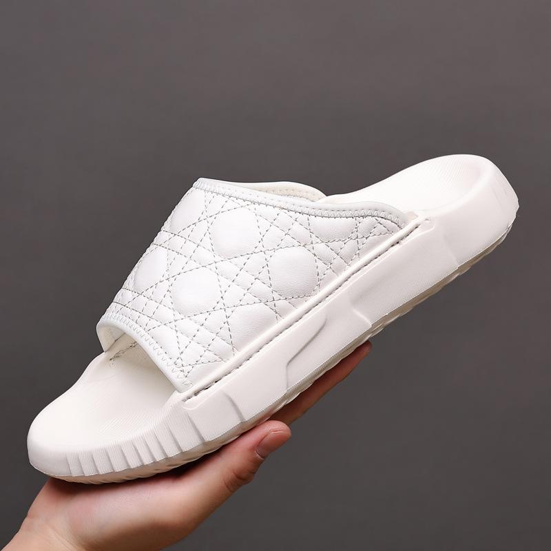 

The first layer of sheepskin summer new men s slippers leather fashion one-word drag men s breathable beach shoes sandals men s shoes 38