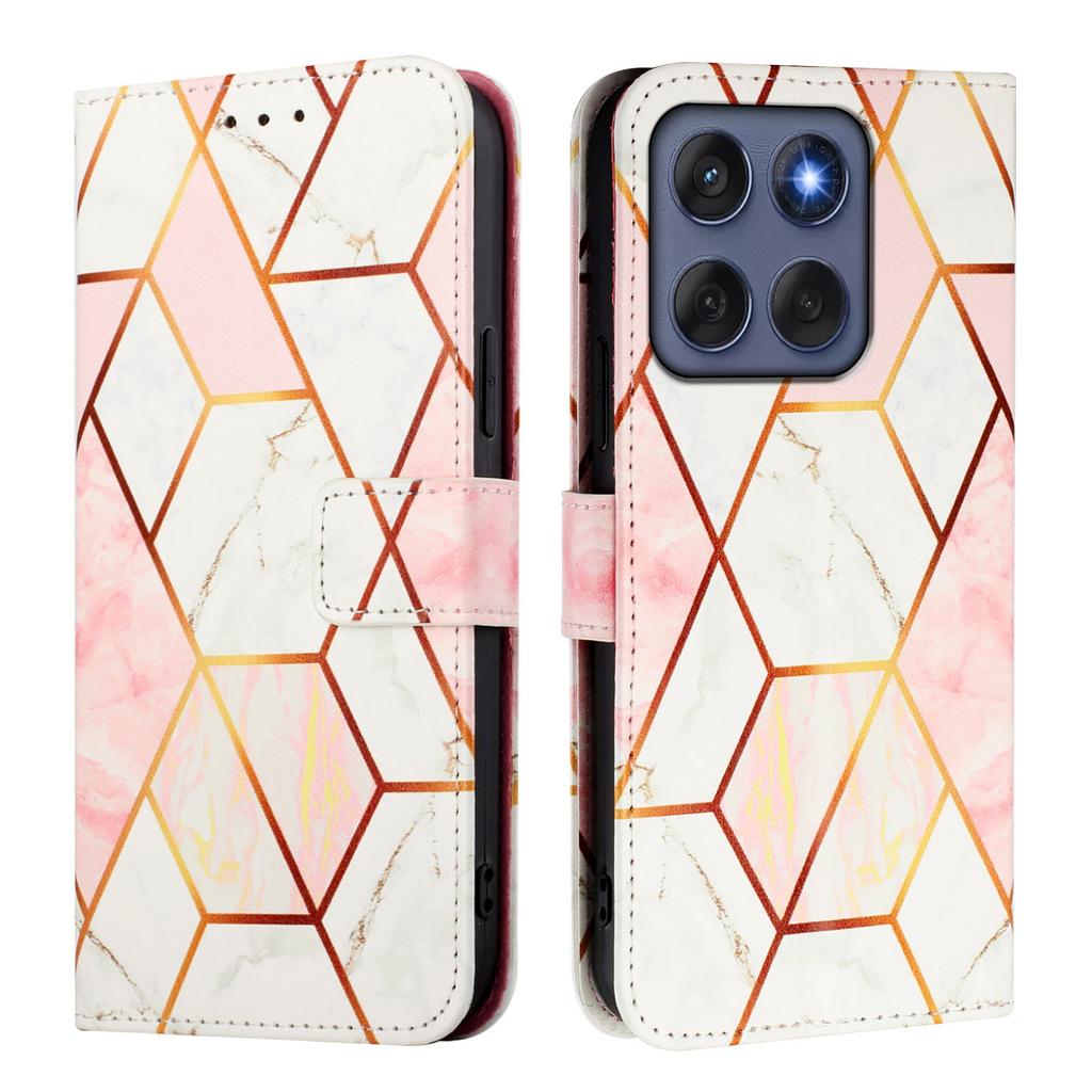 For Motorola Edge 60 5G/Edge 60 5G/60 Fusion 5G Case with Strap Marble Pattern Leather Phone Cover Card Holder