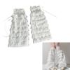 Aesthetic Elegant Tiered Ruffle Lace Leg Warmers for Women Mesh Leg Sleeves Covers Footless Socks with Ribbon Bowknot