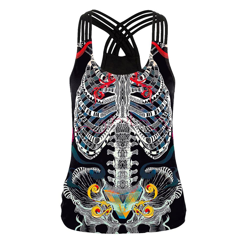 Halloween Night Street Show Horror Skull Print Ladies Sling Vest