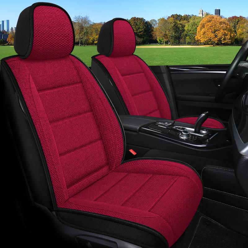 Five-Seater Full Coverage Coarse Linen Car Seat Cushion Cover