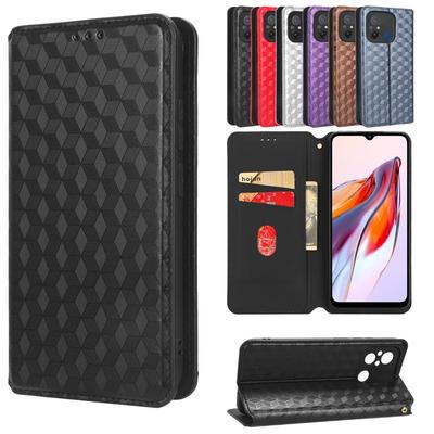 Compatible Leather Case with Magnetic Flip Cover and Card Slot for Redmi 12C and 11A Phones - Stylish Cross-Texture Design