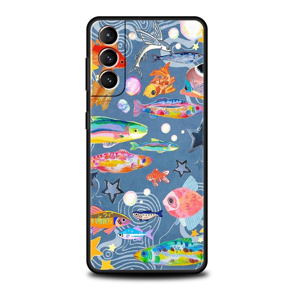 Blue Ocean Fish Phone Case for Samsung Galaxy S26 S25 S24 S23 S22 S20 S21 FE Ultra S25 Edge Plus 5G Soft TPU Cover Fundas Capas