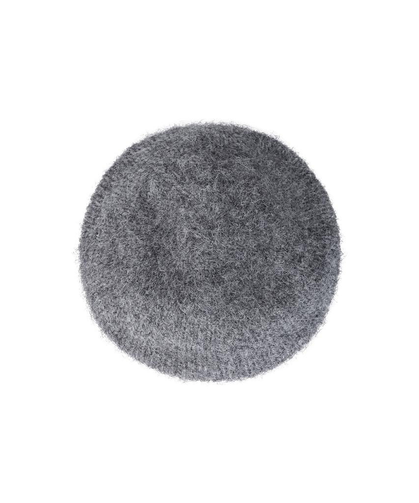 Bajal Studded Logo Wool Knit Beret Dark Grey