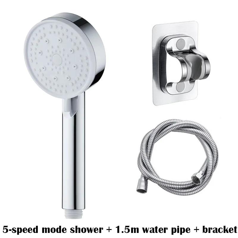 5 Modes Shower Head Set with Water Pipe Bracket Adjustable High Pressure Water Saving Shower Head Water Massage Shower Head
