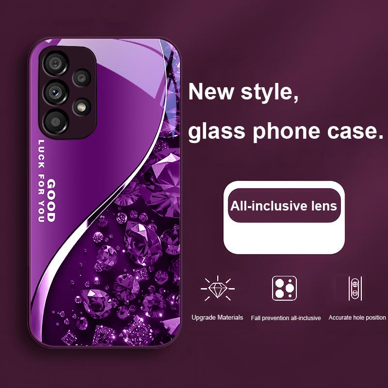Barevný diamantový gradient pro Samsung Galaxy S23 U Ltra 24 Plus S20 21 FE S25 Ultra A70 A72 73 51 52 53 Tvrzené sklo Obal na telefon