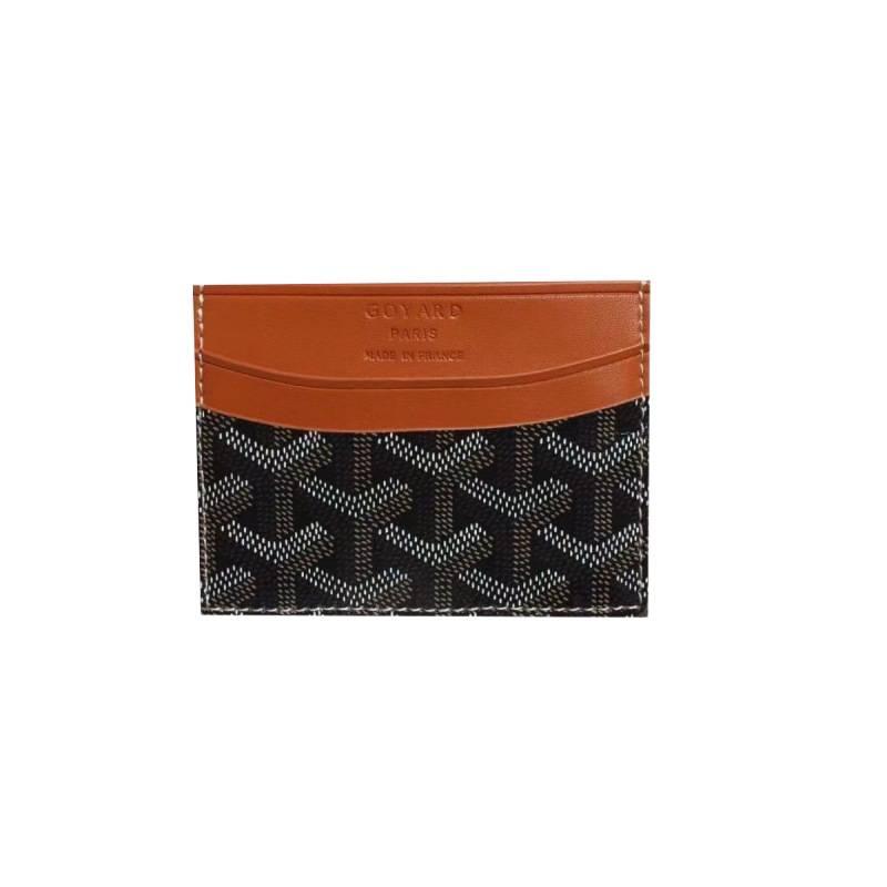 2025 Dogtooth Goyard Unisex Card and Coin Holder - Fashionable Two-Layer Cowhide Design