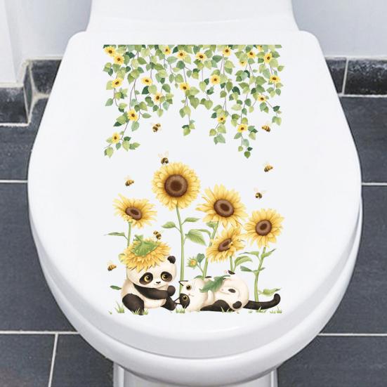 Toilet Sticker Creative Flower Pattern Toilet Lid Sticker Removable No Residue Wall Decals for Home Bathroom