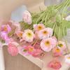 Artificial Flower 4 Head Realistic Fake Silk Flower with Long Stem Home Office Wedding Party Faux Flower Decoration