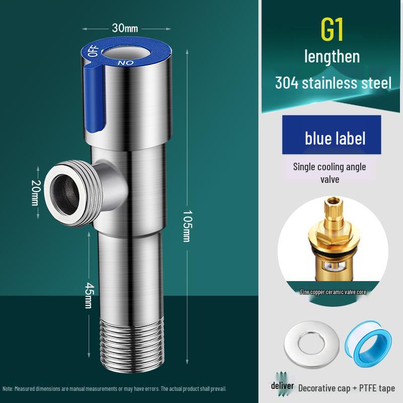 Household Full Copper 304 Stainless Steel Angle Valve for Kitchen & Bathroom – Cold & Hot Water Stop/Splitter Valve