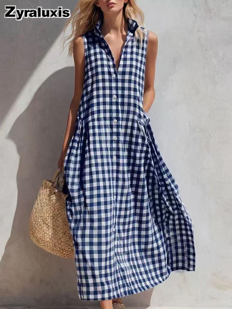 Abito Estivo da Donna a Righe, Maniche Corte, Largo e Comodo, Nuovo Stile