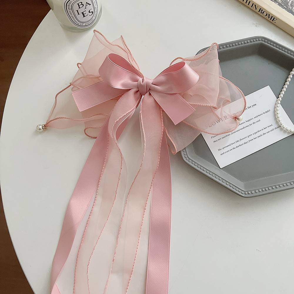 Fashion Chiffon Bow Hair Clip Women Big Elegant Hairpin Barrettes Girls Solid Color Ponytail Clip Hair Accessories Headwear Gift