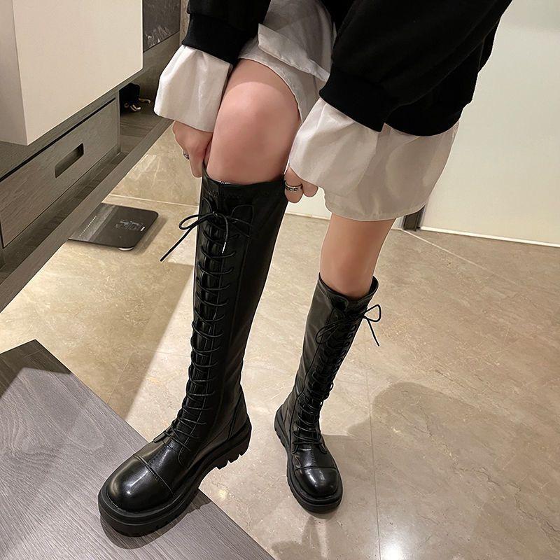 Internet Celebrity 2025 Autumn and Winter New Flat Bottom Knee Boots Women Thin Knight Boots Small Elastic High Boots
