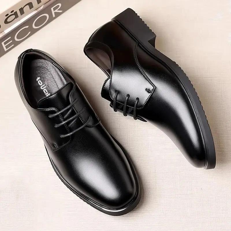 

Fashion Non Slip Man Casual Shoe Lace Up Black 2025 Trend Luxury Sale Cheap Clearance Comfortable Leather Shoes For Men Fashion Pu On 44
