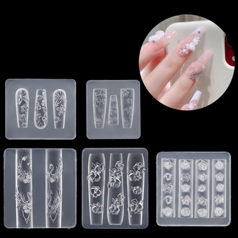 Multipurpose 3D Nail Art Silicone Mould with Butterfly and Moon Patterns Decoration for Crafting Unique Acrylic Nails